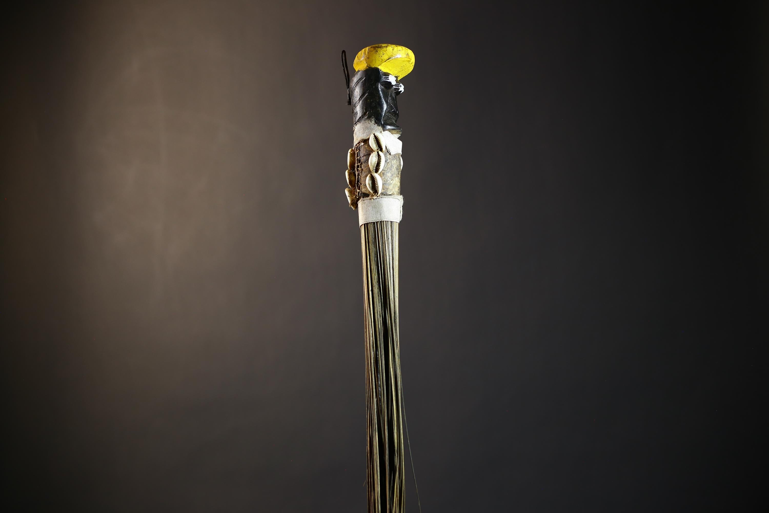 African Handcrafted Fly Whisk Unique Decorative Artisan Craft | Home Accent Accent | Cultural Heritage Art | Ethnic Design Piece-G4772
