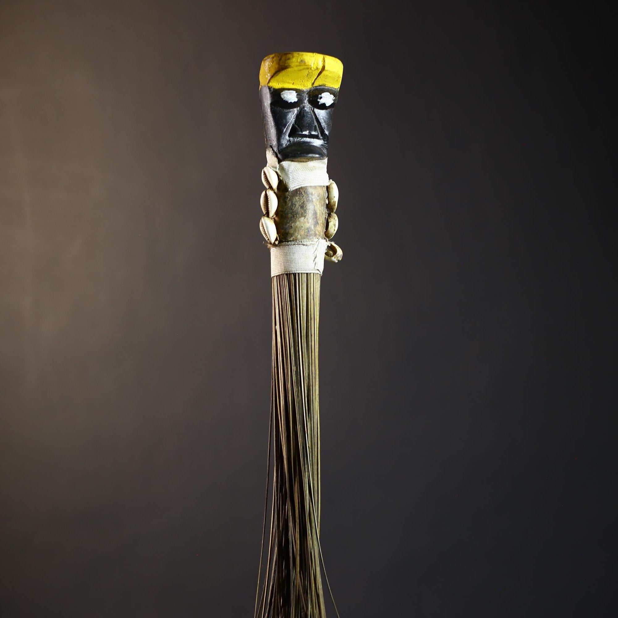 African Handcrafted Fly Whisk Unique Decorative Artisan Craft | Home Accent Accent | Cultural Heritage Art | Ethnic Design Piece-G4772