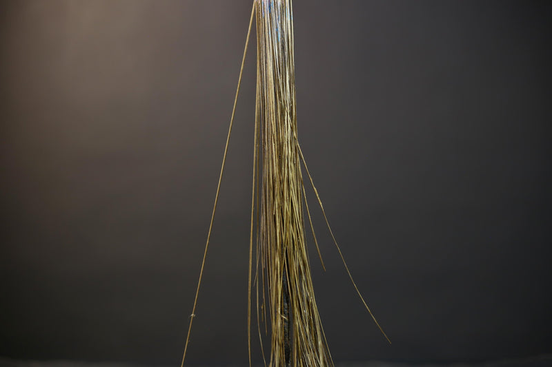 African Artisan Crafted Decorative Fly Whisk | Unique Home Décor Accent | Handwoven Straw Design | Cultural Art Display Piece-G4771