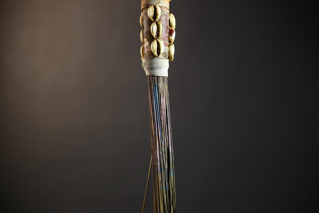 African Artisan Crafted Decorative Fly Whisk | Unique Home Décor Accent | Handwoven Straw Design | Cultural Art Display Piece-G4771