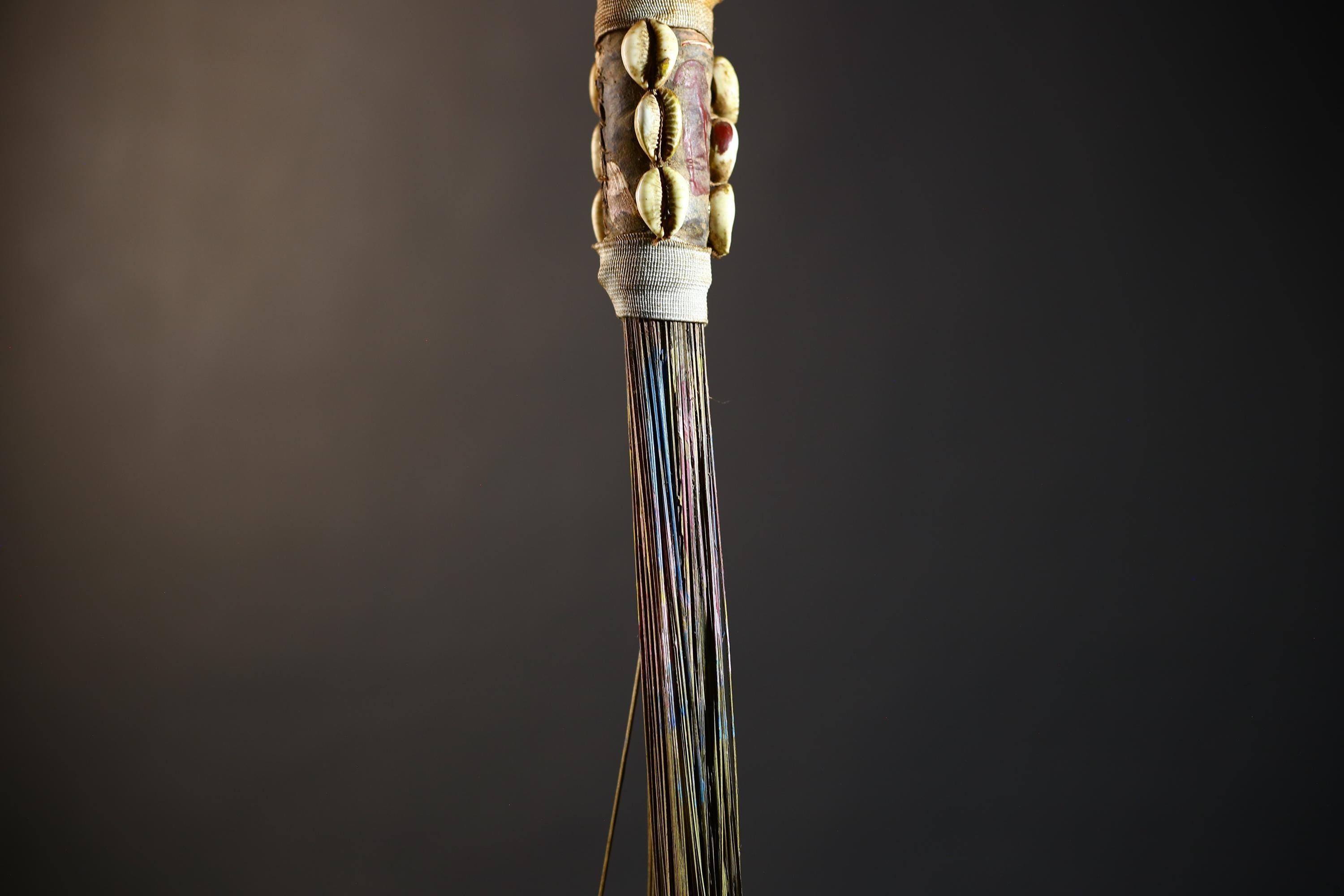African Artisan Crafted Decorative Fly Whisk | Unique Home Décor Accent | Handwoven Straw Design | Cultural Art Display Piece-G4771