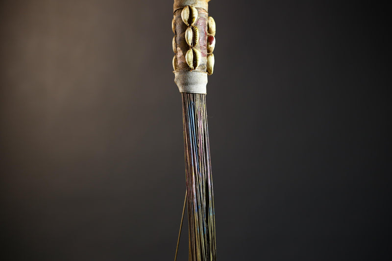 African Artisan Crafted Decorative Fly Whisk | Unique Home Décor Accent | Handwoven Straw Design | Cultural Art Display Piece-G4771