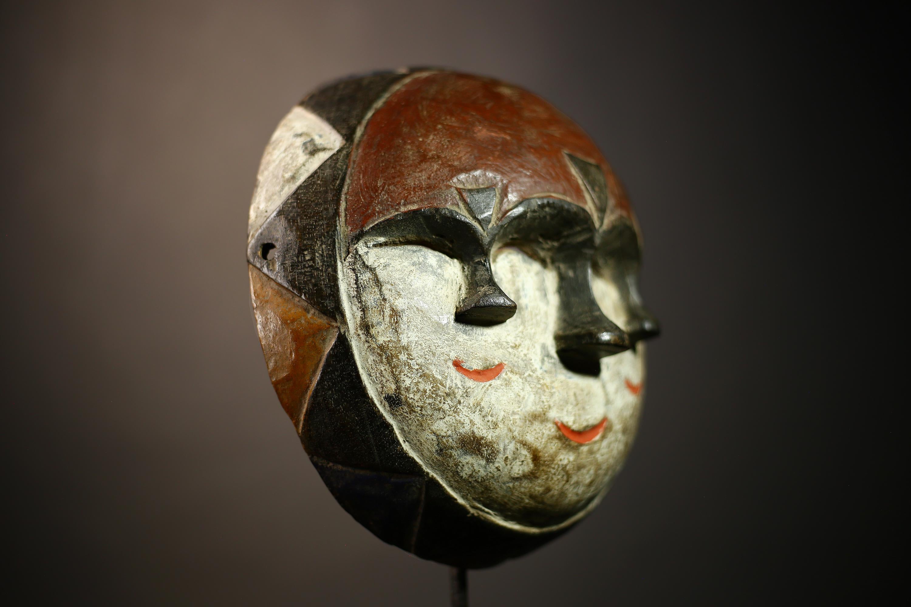 African Vintage Mask Art | Lega Multi Eyes Design | Handcrafted Tribal Wall Decor | Unique Collectible Art Piece | Ethnic Home Accent-G4626