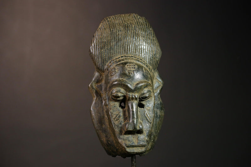 African Baule Mask Hand Carved Tribal Face Art Unique Wood Wall Decor Accent | Ethnic Home Decor | Artisan Handmade Sculpture-G4634