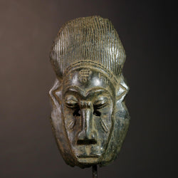 African Baule Mask Hand Carved Tribal Face Art Unique Wood Wall Decor Accent | Ethnic Home Decor | Artisan Handmade Sculpture-G4634