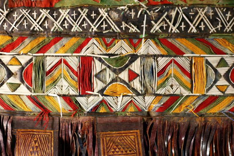 African Taureg Tent Panel | Authentic Tribal Art | Handcrafted Collectible | Unique Home Decor | Folk Art Masterpiece-G4637