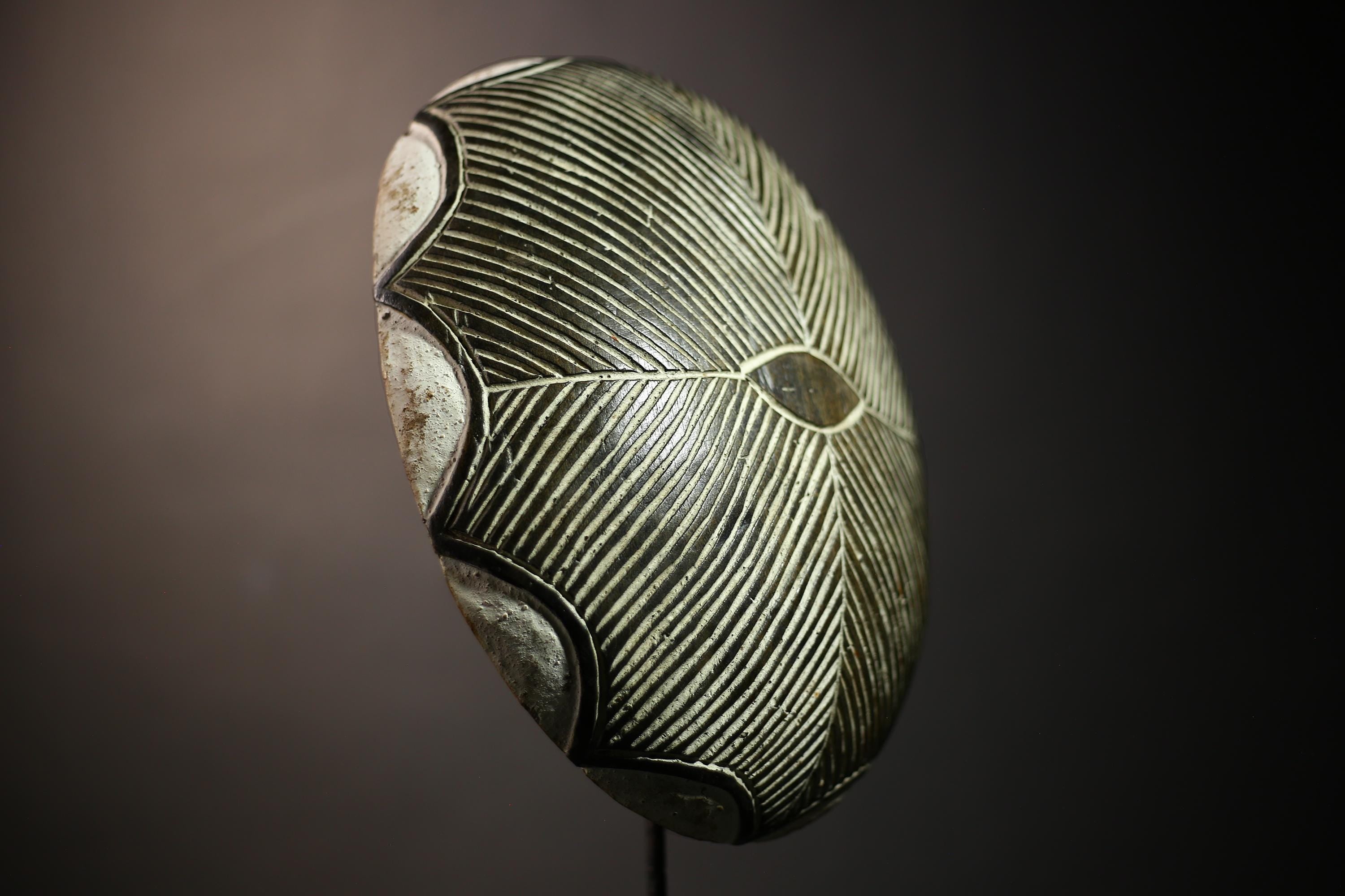 African Antique Mask Wooden Shields | Vintage Bamileke Tribe Art | Authentic Cultural Decor Piece | Handcrafted Wall Accent-G4659