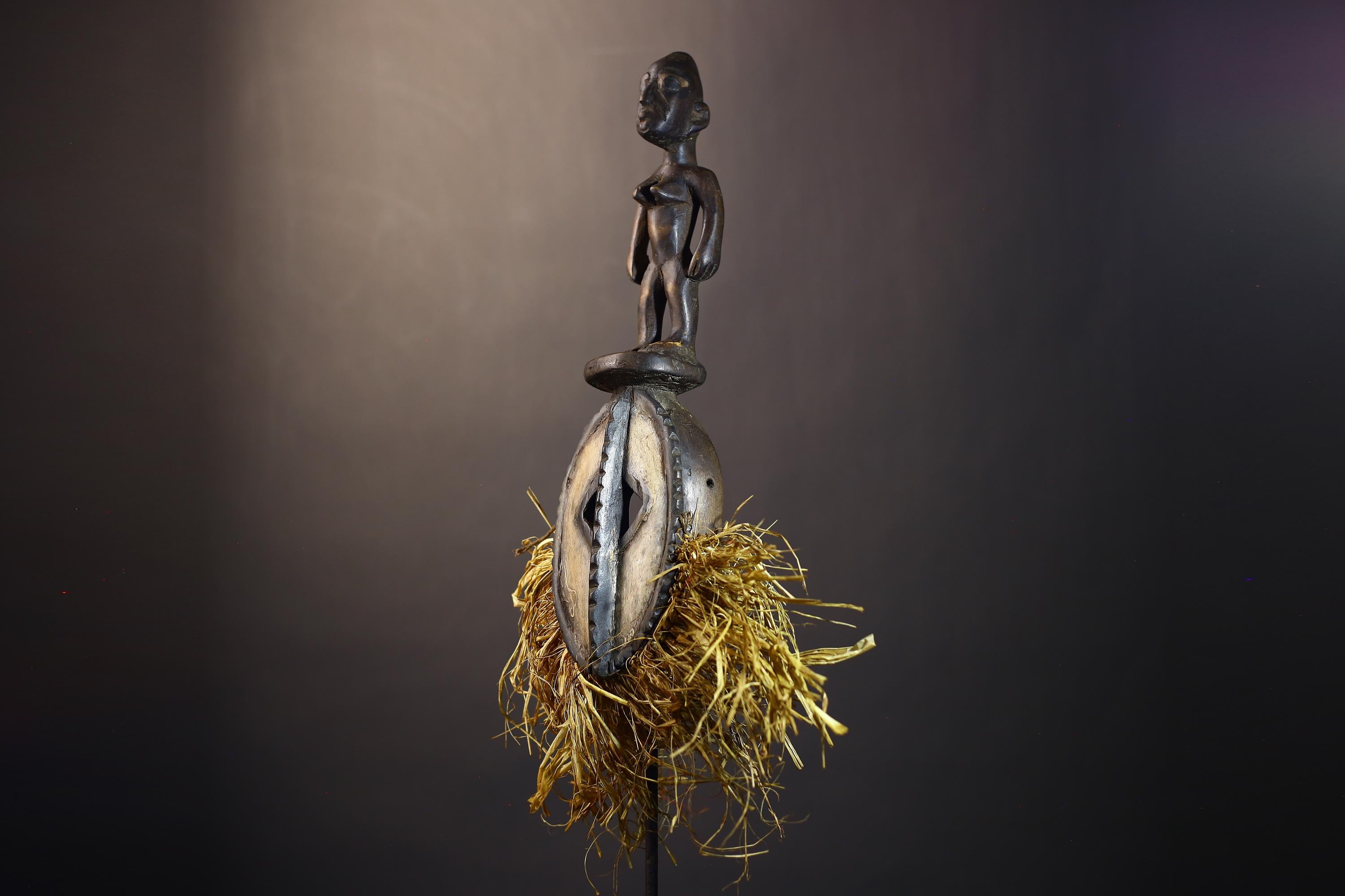 African Mossi Mask with Raffia | Authentic Tribal Art from Burkina Faso | Unique Handcrafted Decor | Cultural Wall Art Piece Gift-G4800