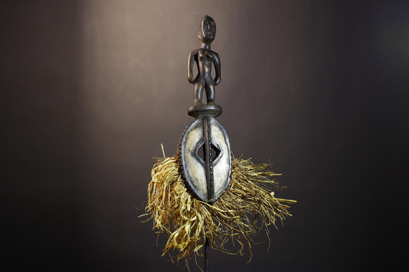 African Mossi Mask with Raffia | Authentic Tribal Art from Burkina Faso | Unique Handcrafted Decor | Cultural Wall Art Piece Gift-G4800