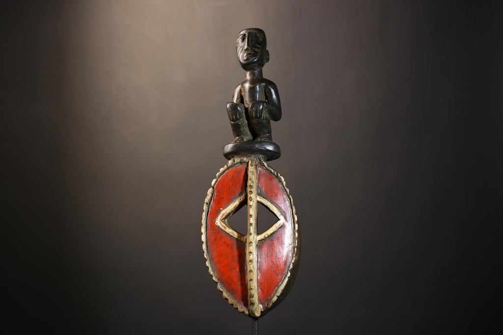 African Mossi Mask Red Color | Handcrafted Tribal Art from Burkina Faso | Unique Cultural Wall Decor | Artisan Home Accent Gift Idea-G4799