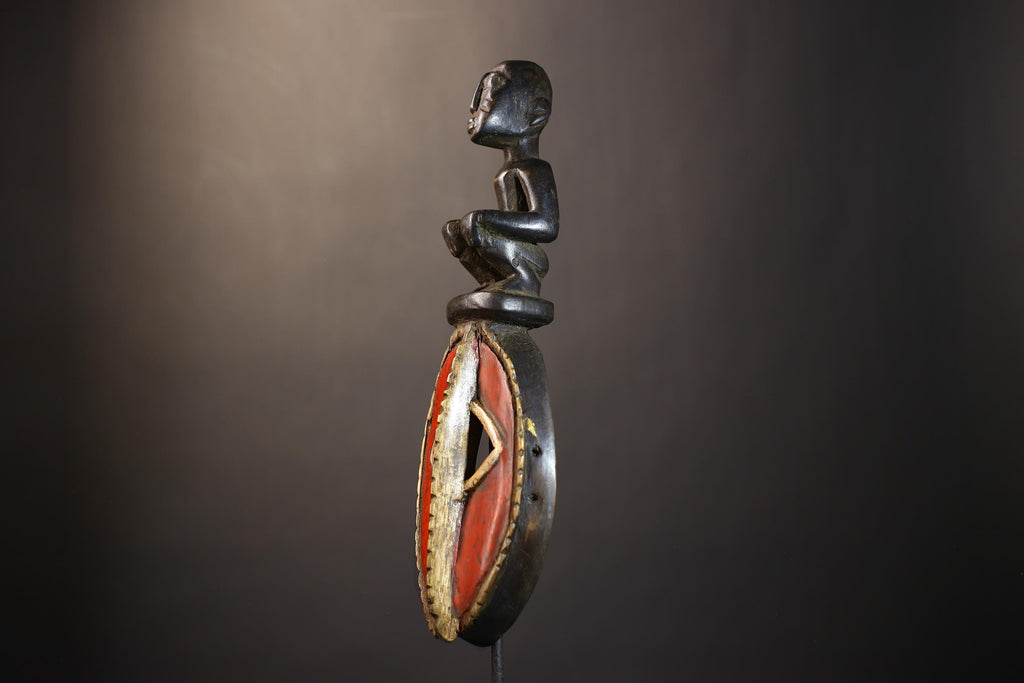 African Mossi Mask Red Color | Handcrafted Tribal Art from Burkina Faso | Unique Cultural Wall Decor | Artisan Home Accent Gift Idea-G4799