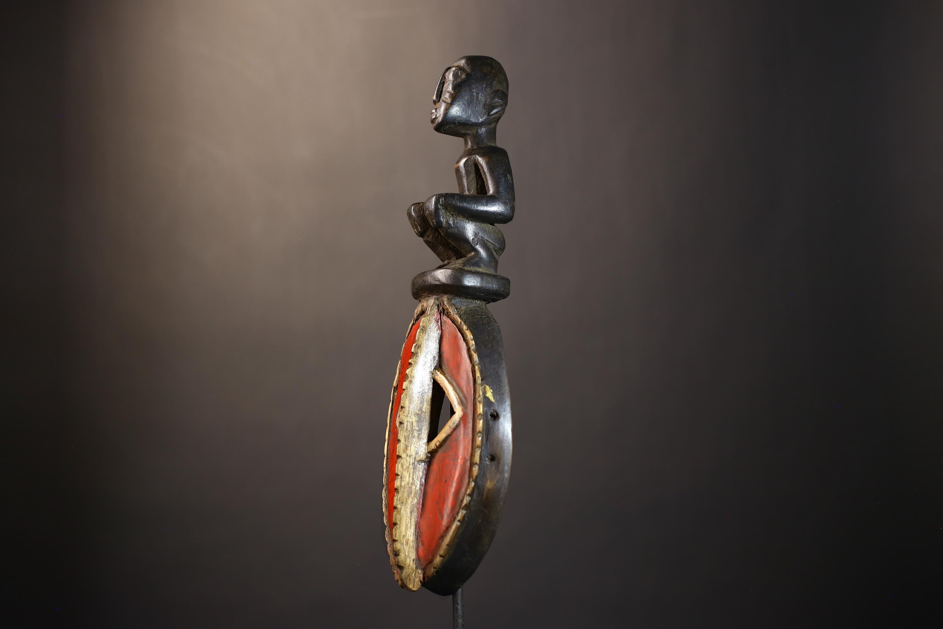 African Mossi Mask Red Color | Handcrafted Tribal Art from Burkina Faso | Unique Cultural Wall Decor | Artisan Home Accent Gift Idea-G4799