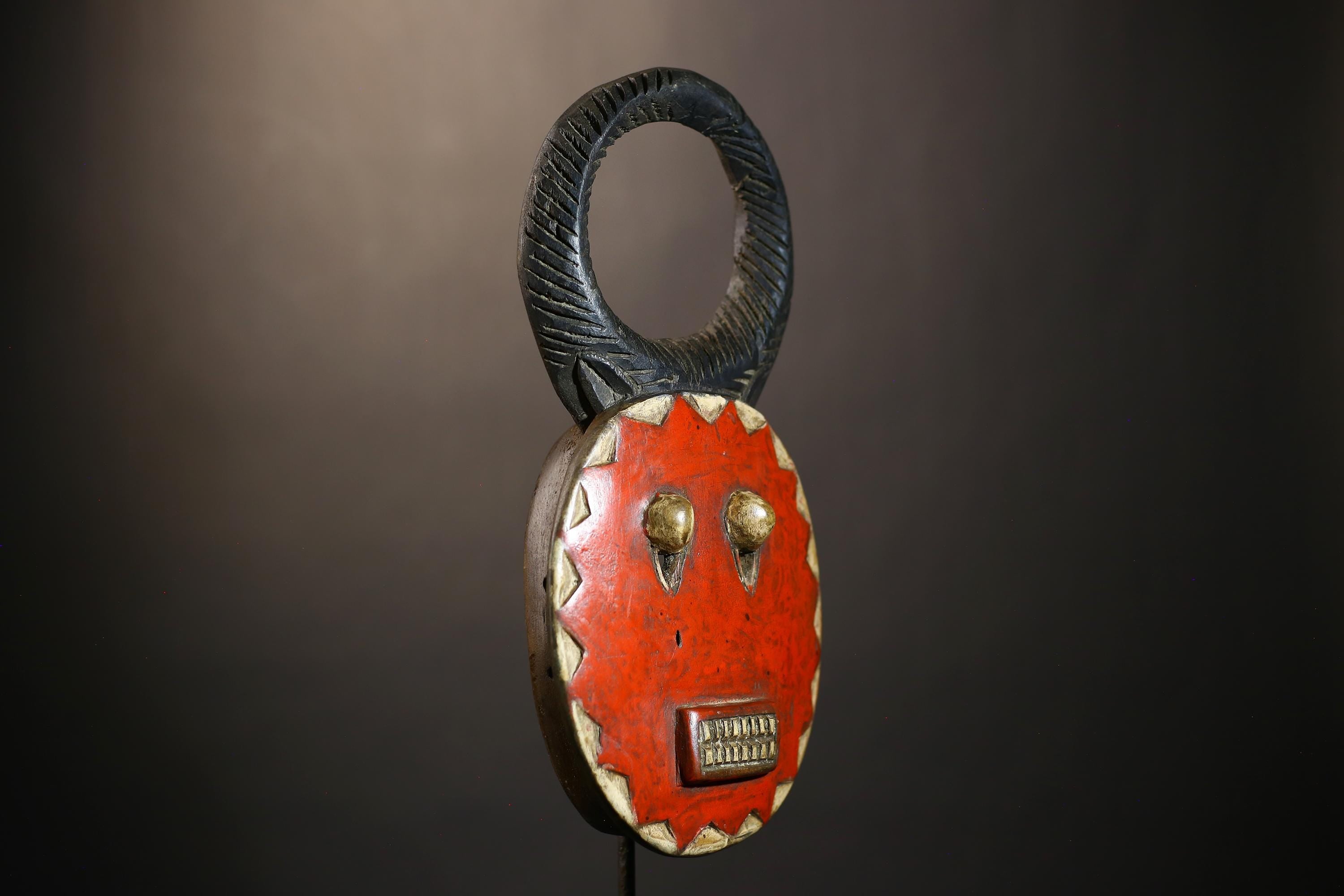 African Goli Kplekple Red Mask | Vintage Tribal Face Art | Antique Wall Decor | Unique Cultural Pieces | Handmade Home Accent Gift-G4798