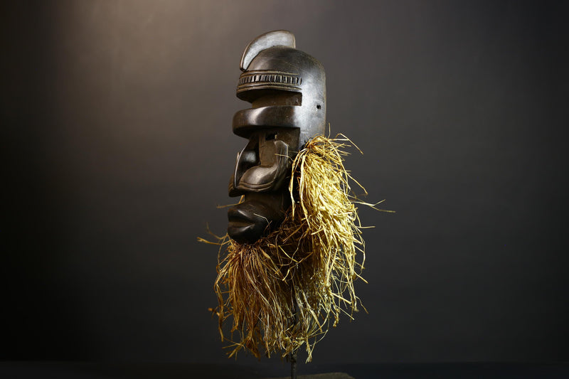 African Dan Kran Wooden Mask | Unique Tribal Sculpture Wall Art | Handcrafted Decor Piece | Cultural Accent for Home Decor-G4794