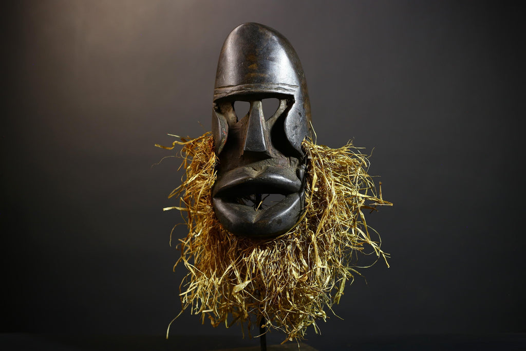 African Raffia Dan Style Maou Mask | Traditional Ethnic Art | Unique Home Decor Piece | Handcrafted Tribal Wall Decor Gift-G4792