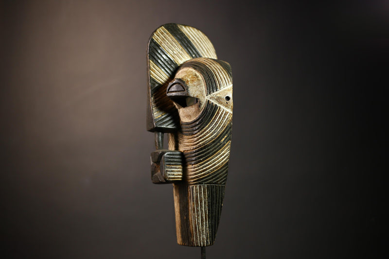 African Tribal Mask | Songye Kifwebe Carving | Unique Wooden Art | Vertical Design | Ethnic Home Decor | Handcrafted Accent Piece-G4662