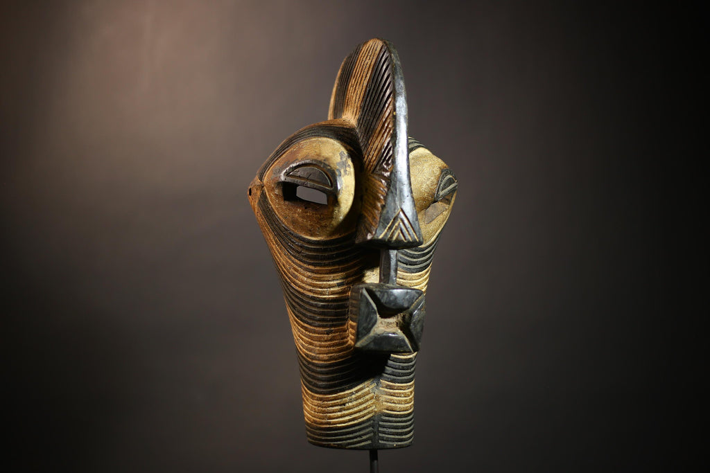 African Tribal Mask | Unique Kifwebe Wood Art | Carved Vertical Design | Handcrafted Decor Piece | Cultural Wall Hanging | Ethnic -G4667