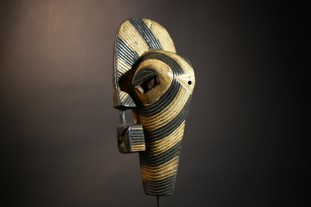 African Tribal Mask | Unique Kifwebe Wood Art | Carved Vertical Design | Handcrafted Decor Piece | Cultural Wall Hanging | Ethnic -G4667