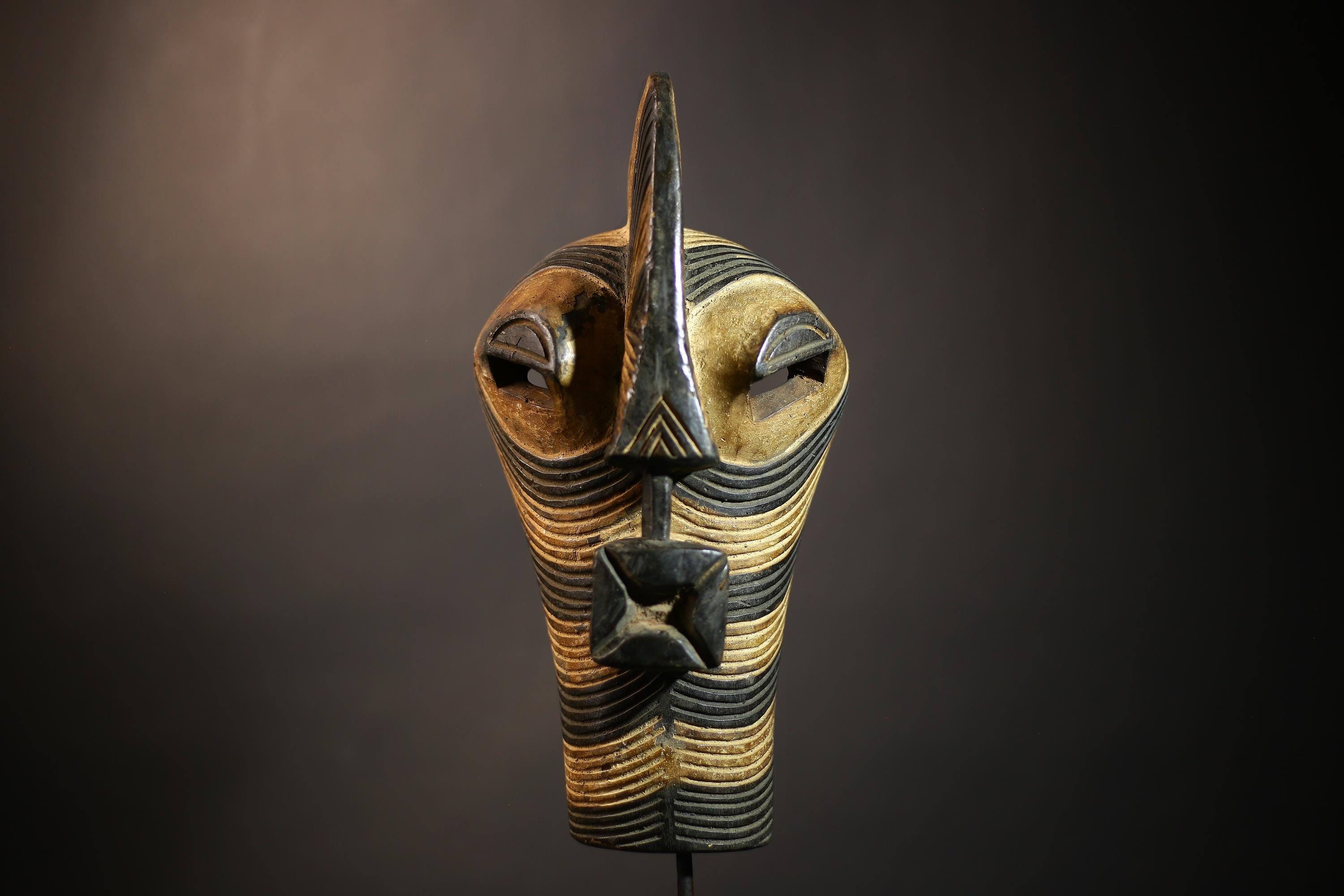 African Tribal Mask | Unique Kifwebe Wood Art | Carved Vertical Design | Handcrafted Decor Piece | Cultural Wall Hanging | Ethnic -G4667