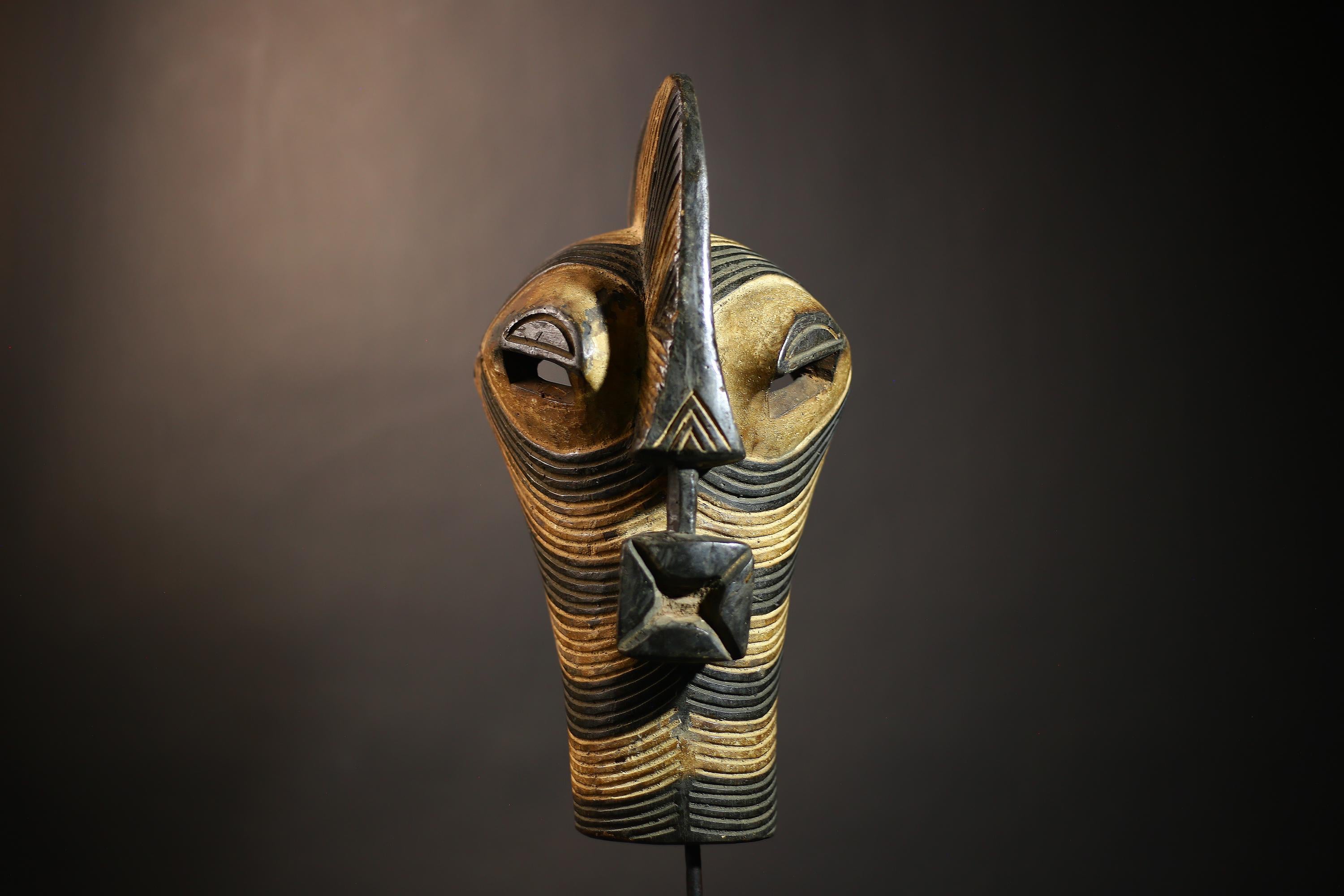 African Tribal Mask | Unique Kifwebe Wood Art | Carved Vertical Design | Handcrafted Decor Piece | Cultural Wall Hanging | Ethnic -G4667