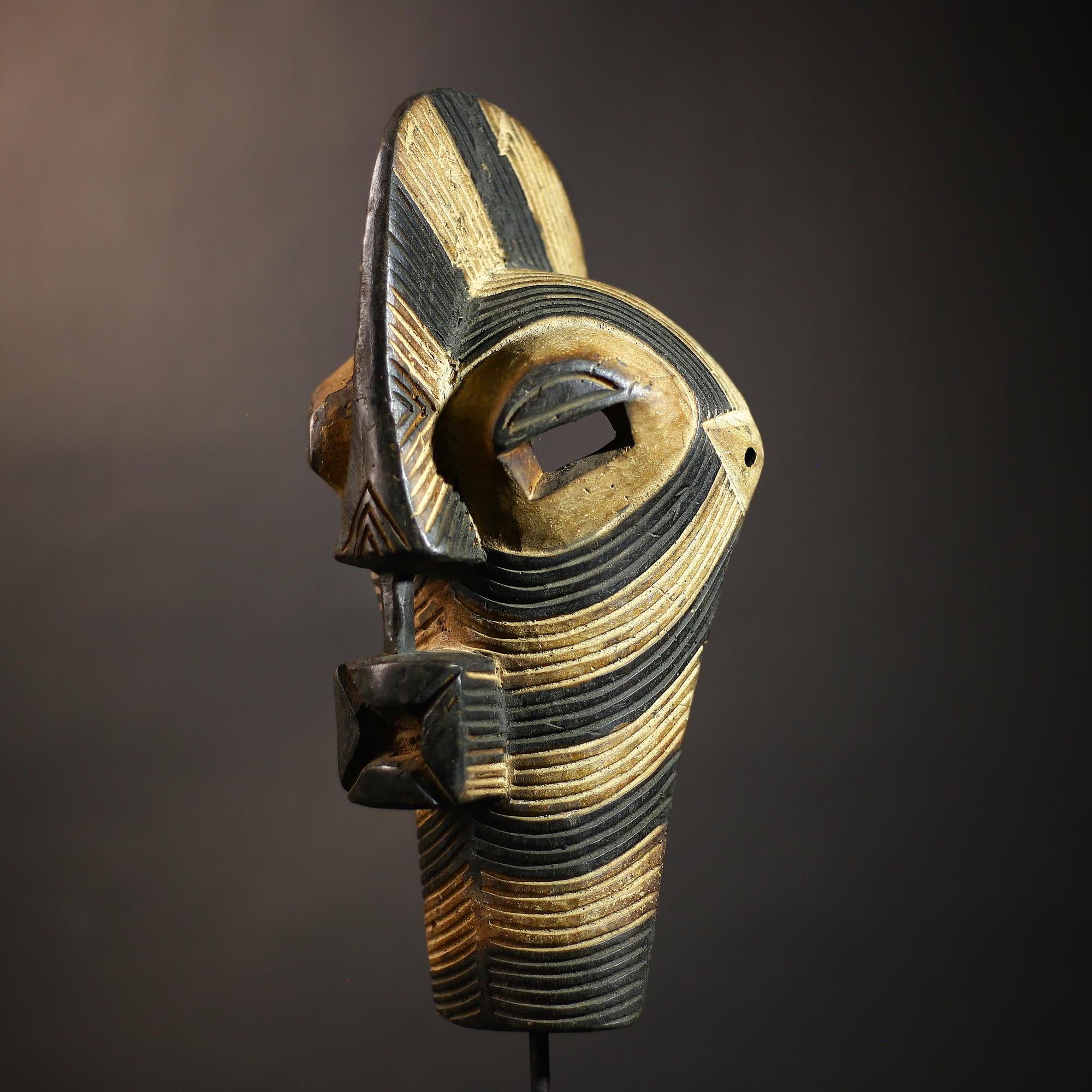 African Tribal Mask | Unique Kifwebe Wood Art | Carved Vertical Design | Handcrafted Decor Piece | Cultural Wall Hanging | Ethnic -G4667