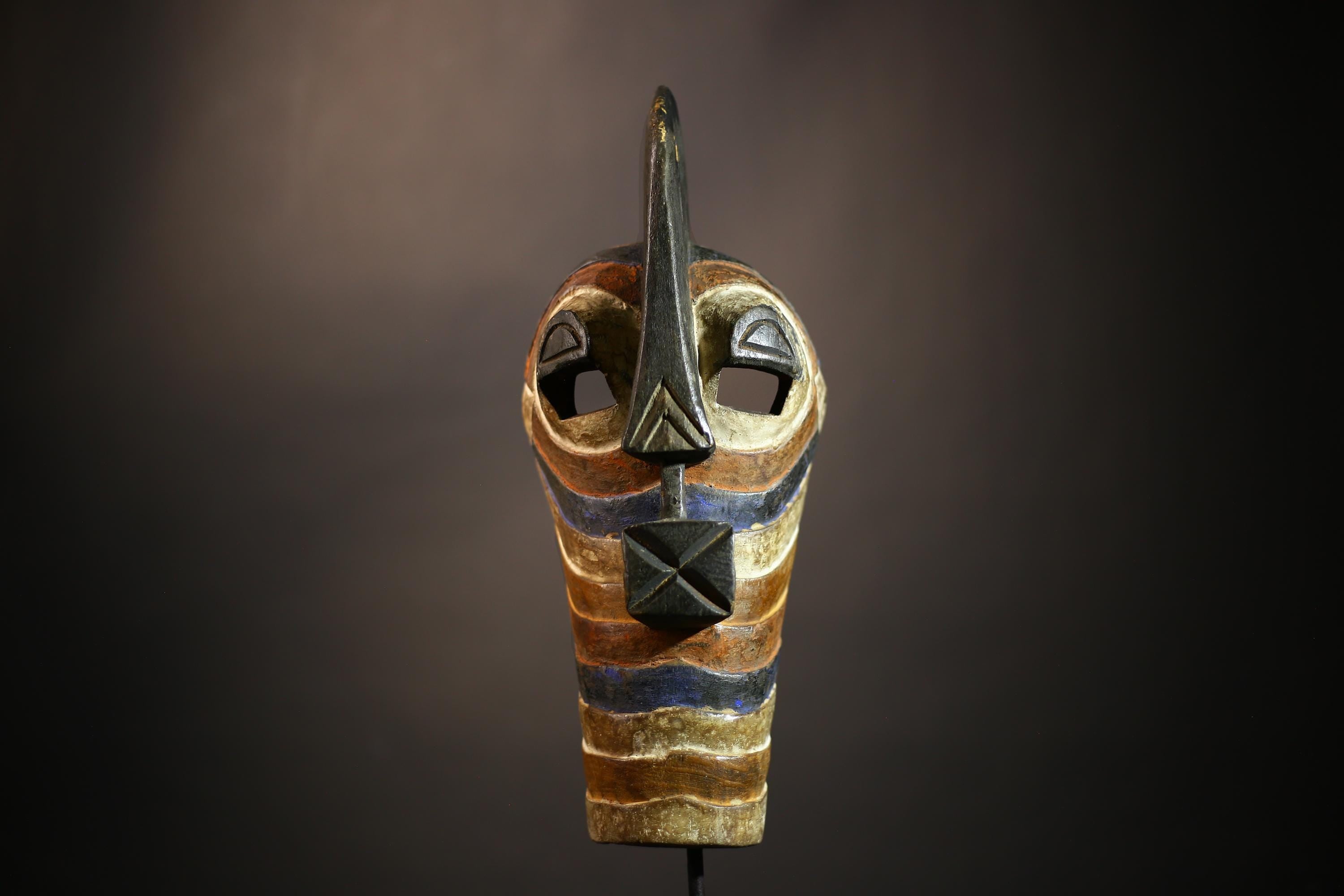 African Wood Mask | Antique Kifwebe Art | Songye Tribal Decor | Unique Home Accent | Handcrafted Wall Piece | Cultural Heritage Art-G4668