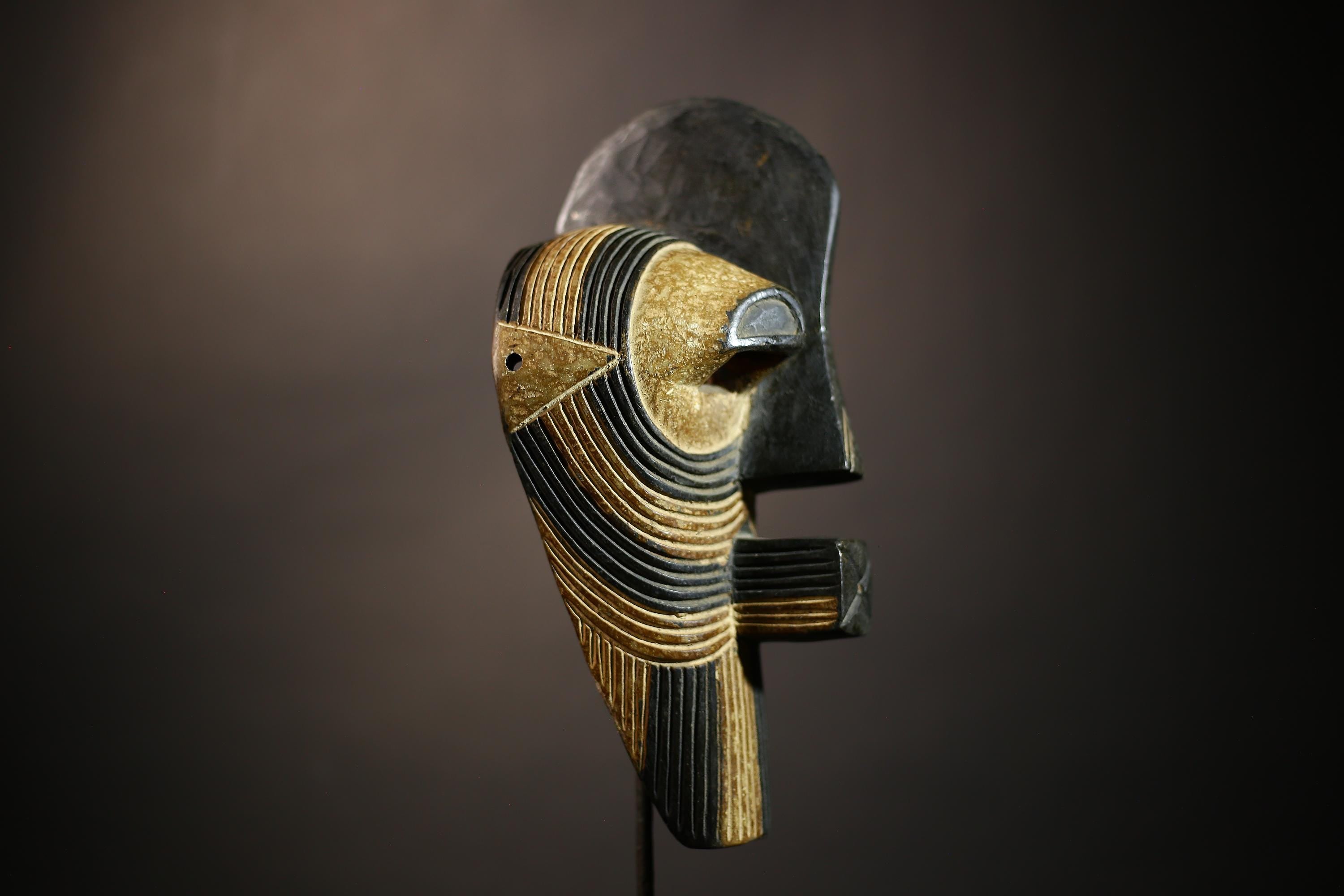 African Wood Mask | Antique Kifwebe Tribal Art | Unique Authentic Decor | Songye Heritage Piece | Handcrafted Wall Accent | Cultural -G4669