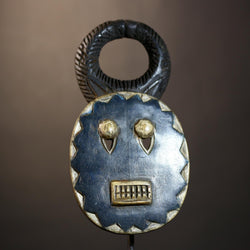 African Goli Blue Mask | Handcrafted Tribal Wooden Art | Unique Decor Piece | Authentic Cultural Accent | Ethnic Wall Hanging -G4813