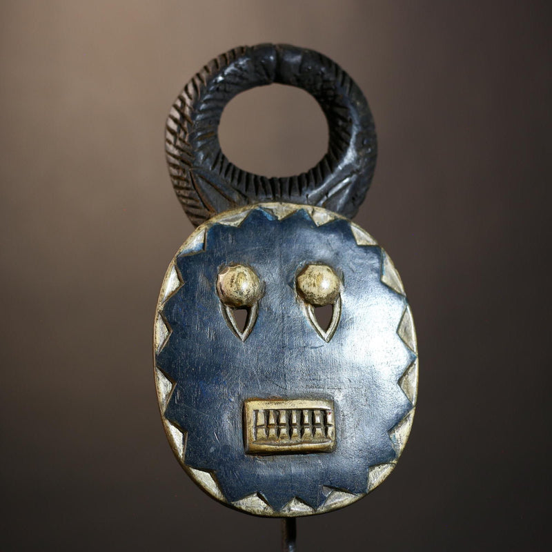 African Goli Blue Mask | Handcrafted Tribal Wooden Art | Unique Decor Piece | Authentic Cultural Accent | Ethnic Wall Hanging -G4813