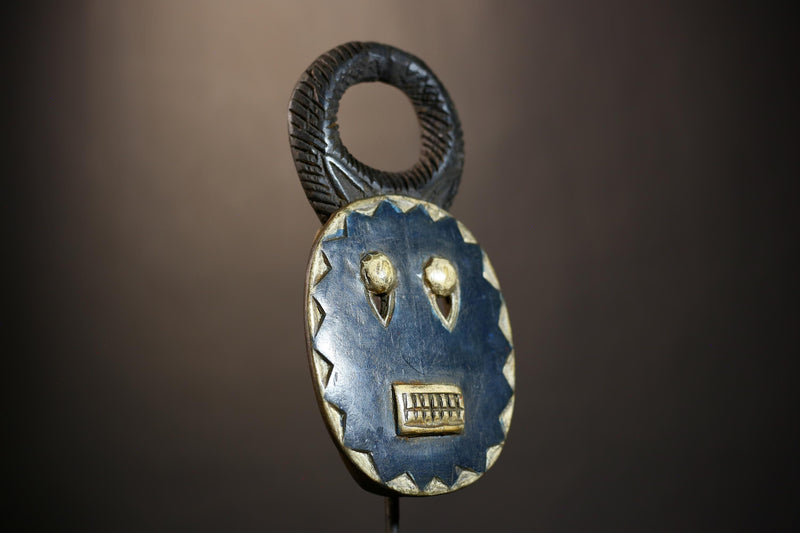 African Goli Blue Mask | Handcrafted Tribal Wooden Art | Unique Decor Piece | Authentic Cultural Accent | Ethnic Wall Hanging -G4813