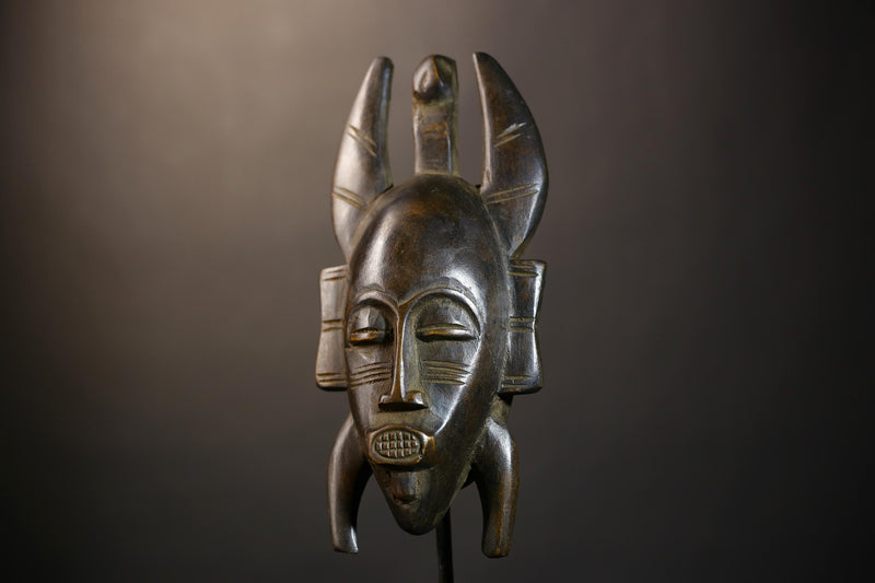 African Vintage Senufo Mask | Unique Kpelie Art | Cultural Wall Décor Piece | Authentic Ethnic Accent | Exquisite Tribal Decoration-G4809