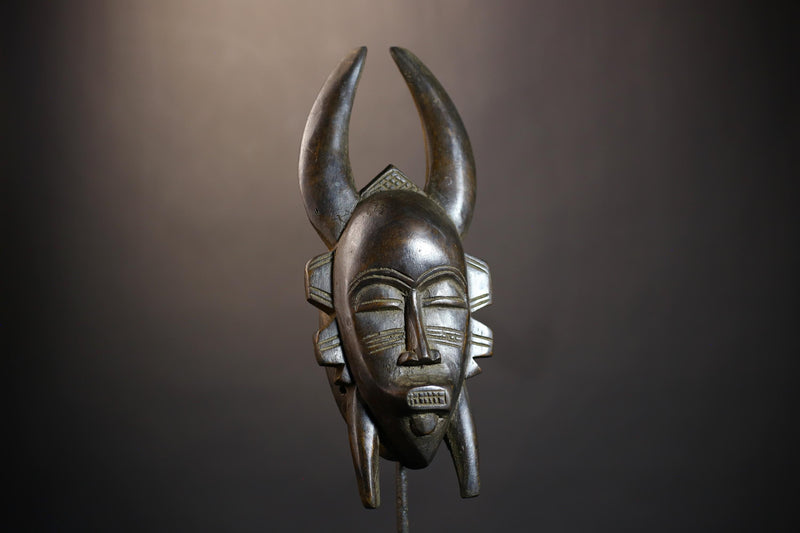 African Vintage Senufo Kpelie Mask | Unique Tribal Art | Cultural Wall Décor Piece | Authentic Ethnic Accent | Exquisite Home Decor-G4808