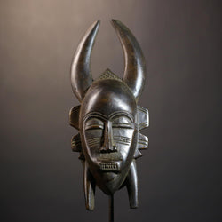 African Vintage Senufo Kpelie Mask | Unique Tribal Art | Cultural Wall Décor Piece | Authentic Ethnic Accent | Exquisite Home Decor-G4808