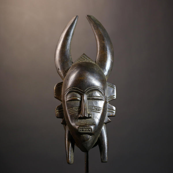 African Vintage Senufo Kpelie Mask | Unique Tribal Art | Cultural Wall Décor Piece | Authentic Ethnic Accent | Exquisite Home Decor-G4808