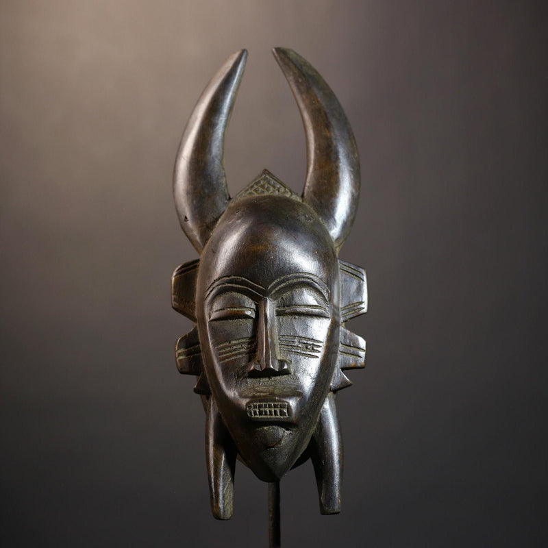 African Vintage Senufo Kpelie Mask | Unique Tribal Art | Cultural Wall Décor Piece | Authentic Ethnic Accent | Exquisite Home Decor-G4808