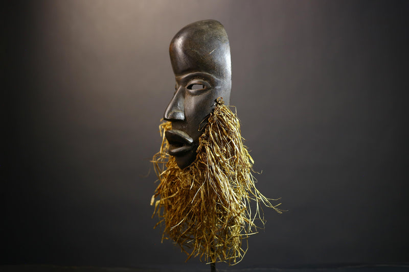 African Hand-Carved Dan Mask | Elegant Raffia Wall Art | Unique Home Décor Accent | Cultural Wall Hanging | Authentic African Design-G4822