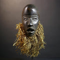 African Hand-Carved Dan Mask | Elegant Raffia Wall Art | Unique Home Décor Accent | Cultural Wall Hanging | Authentic African Design-G4822