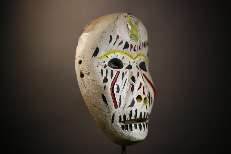 African Mask Handmade Carved Wood | Unique Tribal Art from Dan | Authentic Decor Piece for Home Display and Collection-G4702