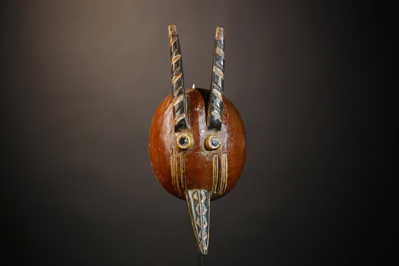 African Tribal Molo Bobo Helmet Mask Unique Wooden Face Art Home Decor | Handmade Ethnic Wall Hanging Gift -G4710