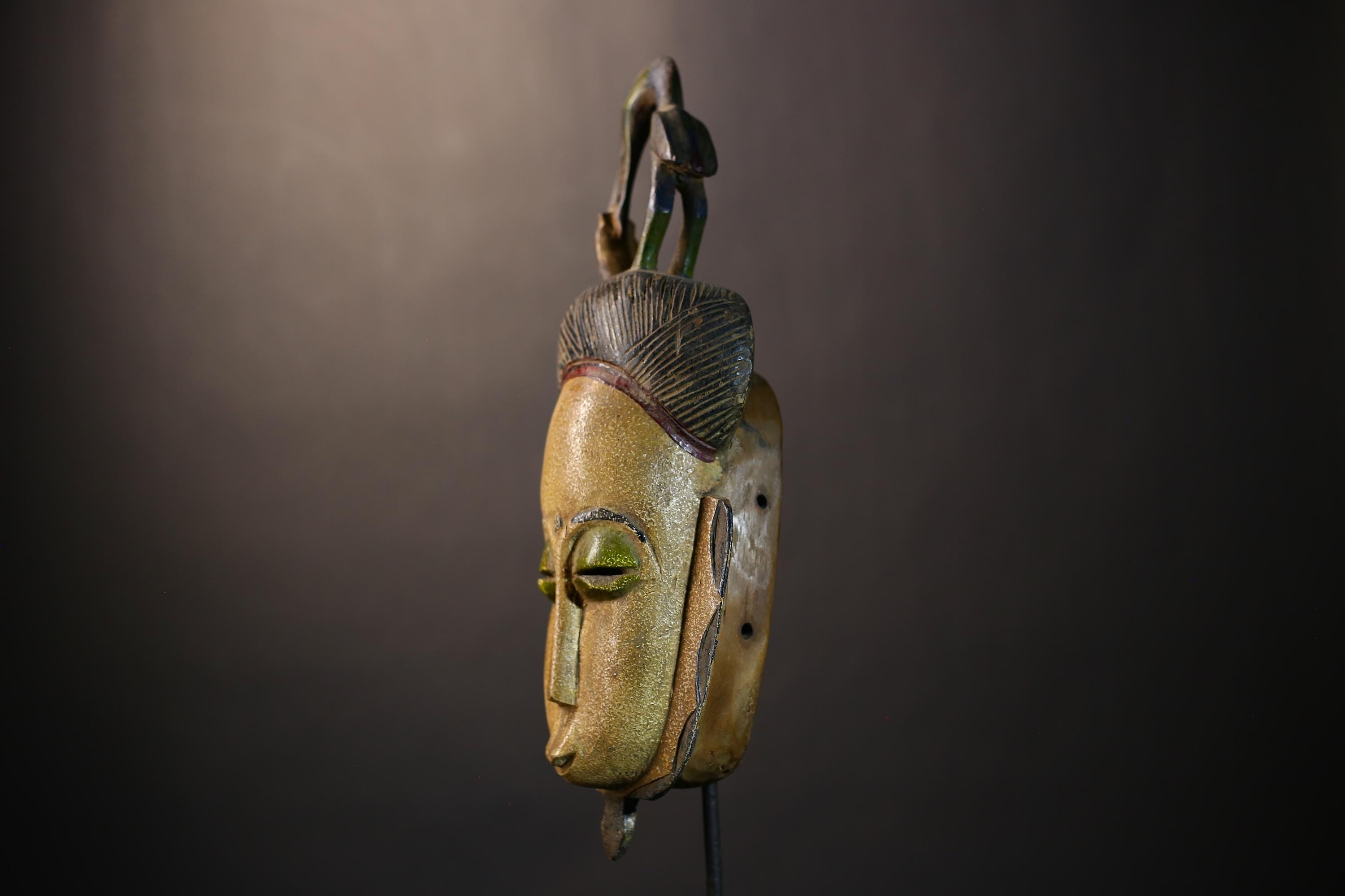 African Handcrafted Baule Mask Wall Art | Unique Decor for Collectors | Ethnic Home Accent | Cultural Sculpture Design-G4839
