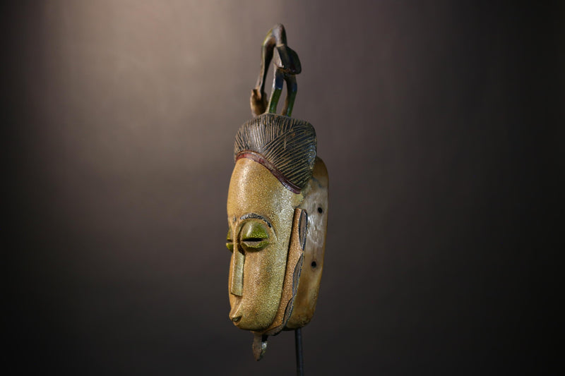 African Handcrafted Baule Mask Wall Art | Unique Decor for Collectors | Ethnic Home Accent | Cultural Sculpture Design-G4839