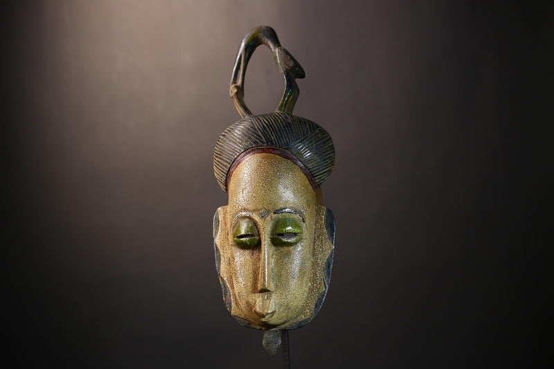 African Handcrafted Baule Mask Wall Art | Unique Decor for Collectors | Ethnic Home Accent | Cultural Sculpture Design-G4839