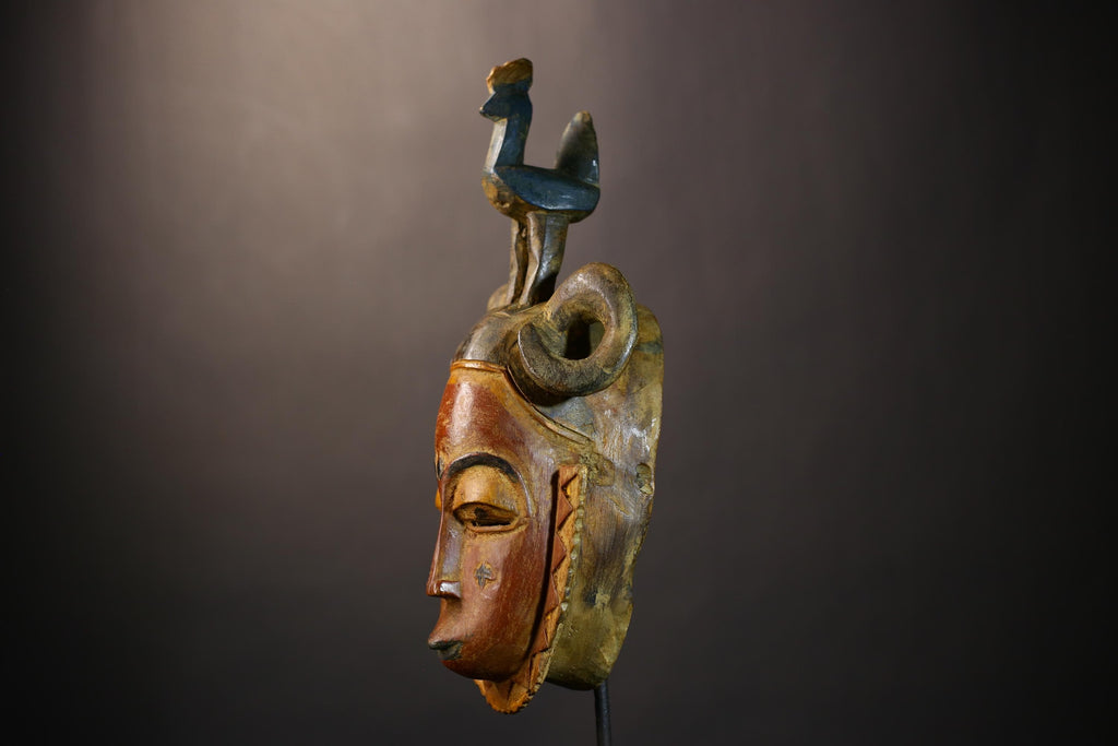 African Handcrafted Baule Mask Decor Craft | Unique Wall Art | Cultural Home Style | Artistic Sculpture for Display -G4838