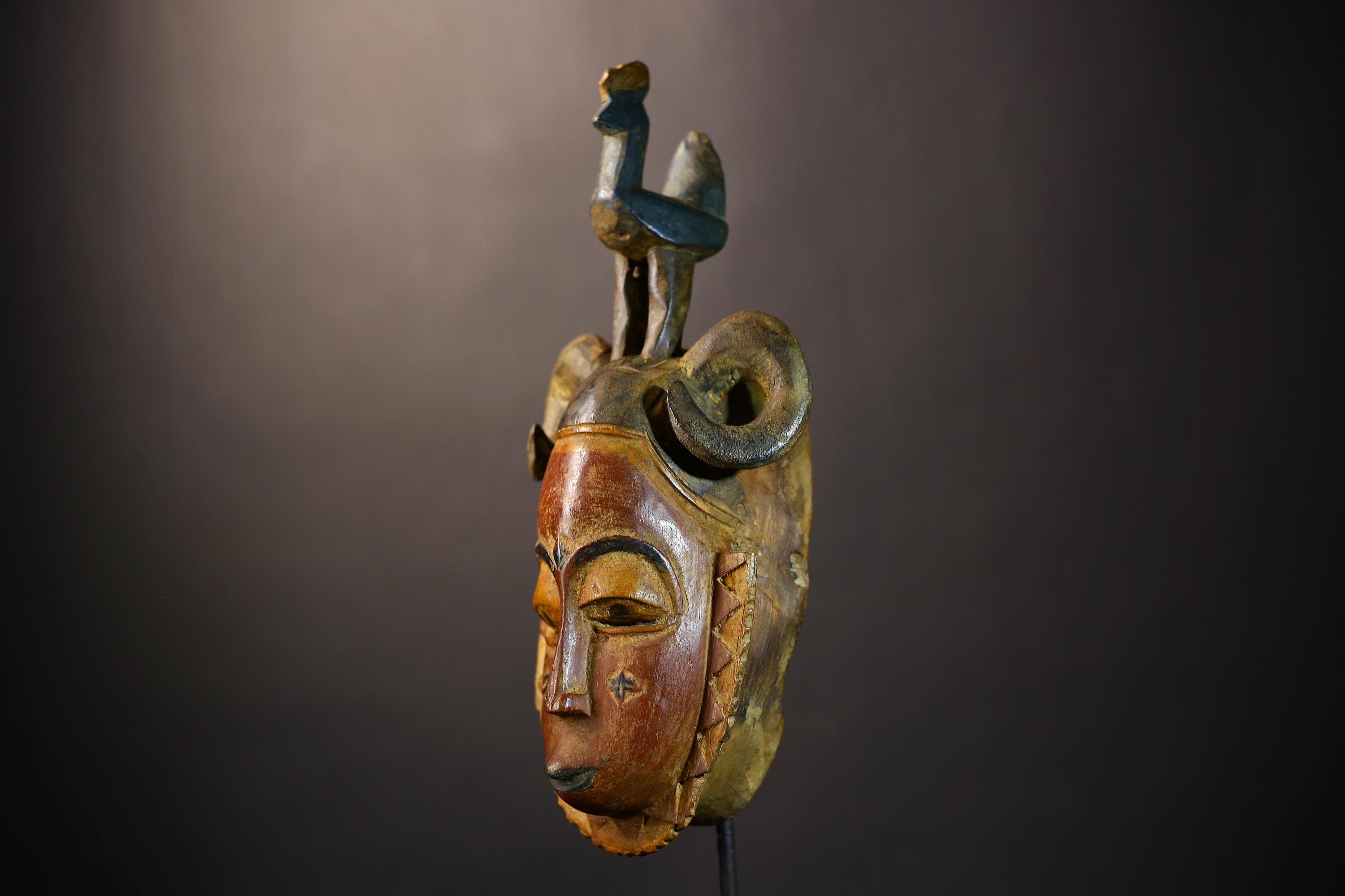 African Handcrafted Baule Mask Decor Craft | Unique Wall Art | Cultural Home Style | Artistic Sculpture for Display -G4838
