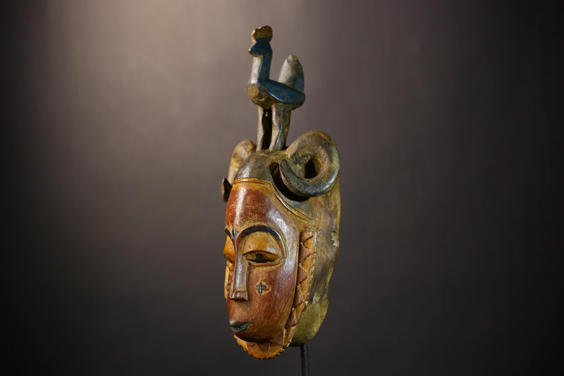 African Handcrafted Baule Mask Decor Craft | Unique Wall Art | Cultural Home Style | Artistic Sculpture for Display -G4838