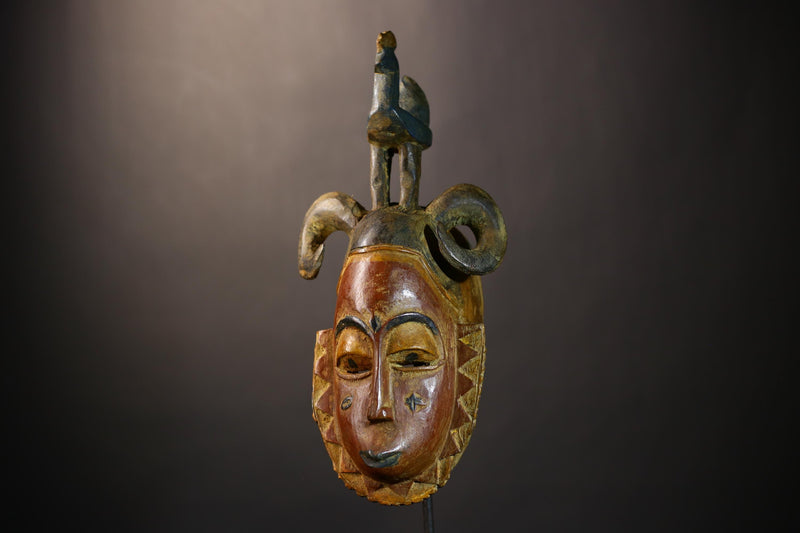 African Handcrafted Baule Mask Decor Craft | Unique Wall Art | Cultural Home Style | Artistic Sculpture for Display -G4838