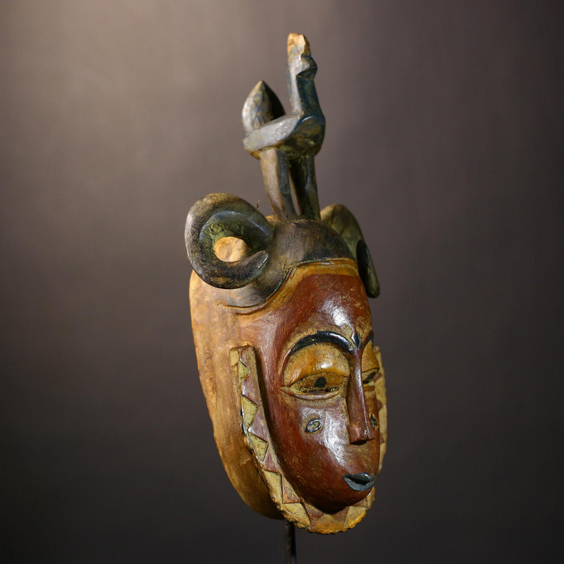 African Handcrafted Baule Mask Decor Craft | Unique Wall Art | Cultural Home Style | Artistic Sculpture for Display -G4838