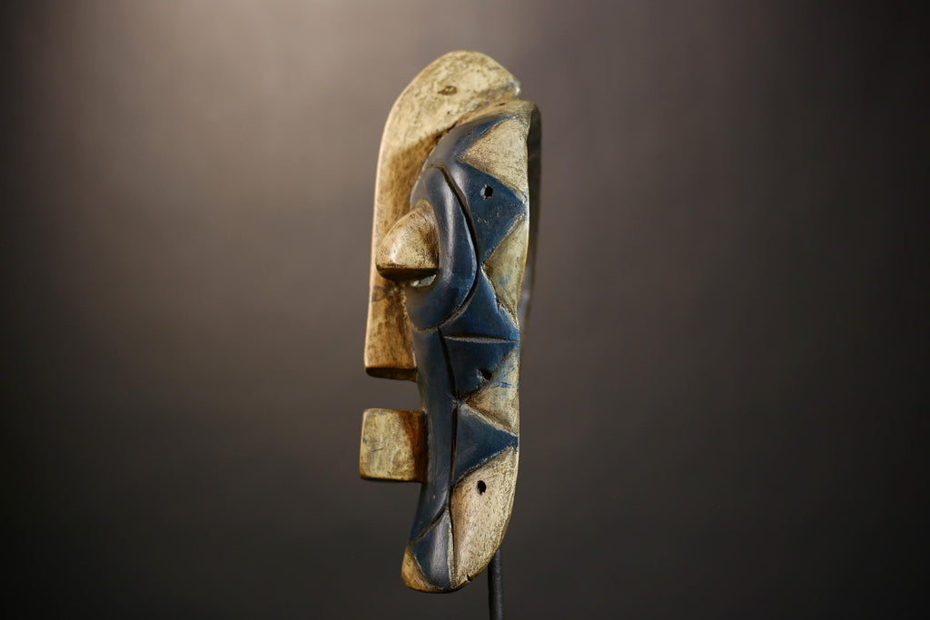 African Antique Wood Mask | Unique Carved Luba Songye Art | Authentic Wall Decor | Ethnic Home Accent | Handcrafted Cultural Artifact-G4831