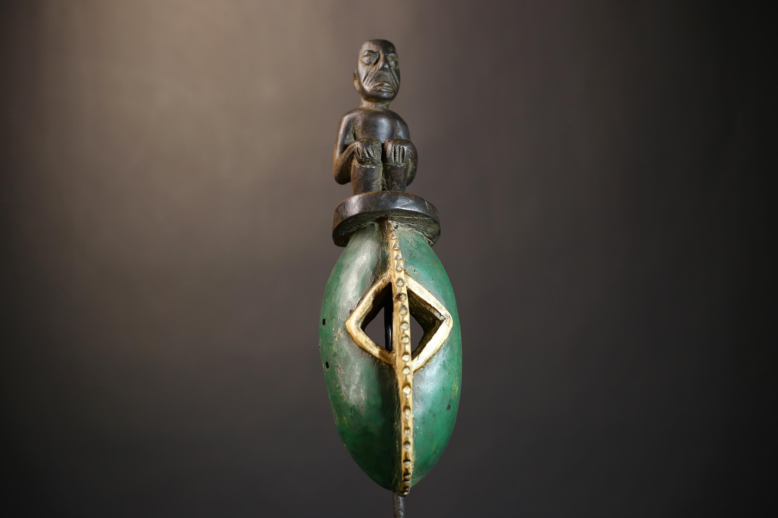 African Bobo Bwa Mask | Green Hand-Carved Tribal Art | Unique Wall Decor from Burkina Faso | Ethnic Home Accent | Artisan Craft-G4830