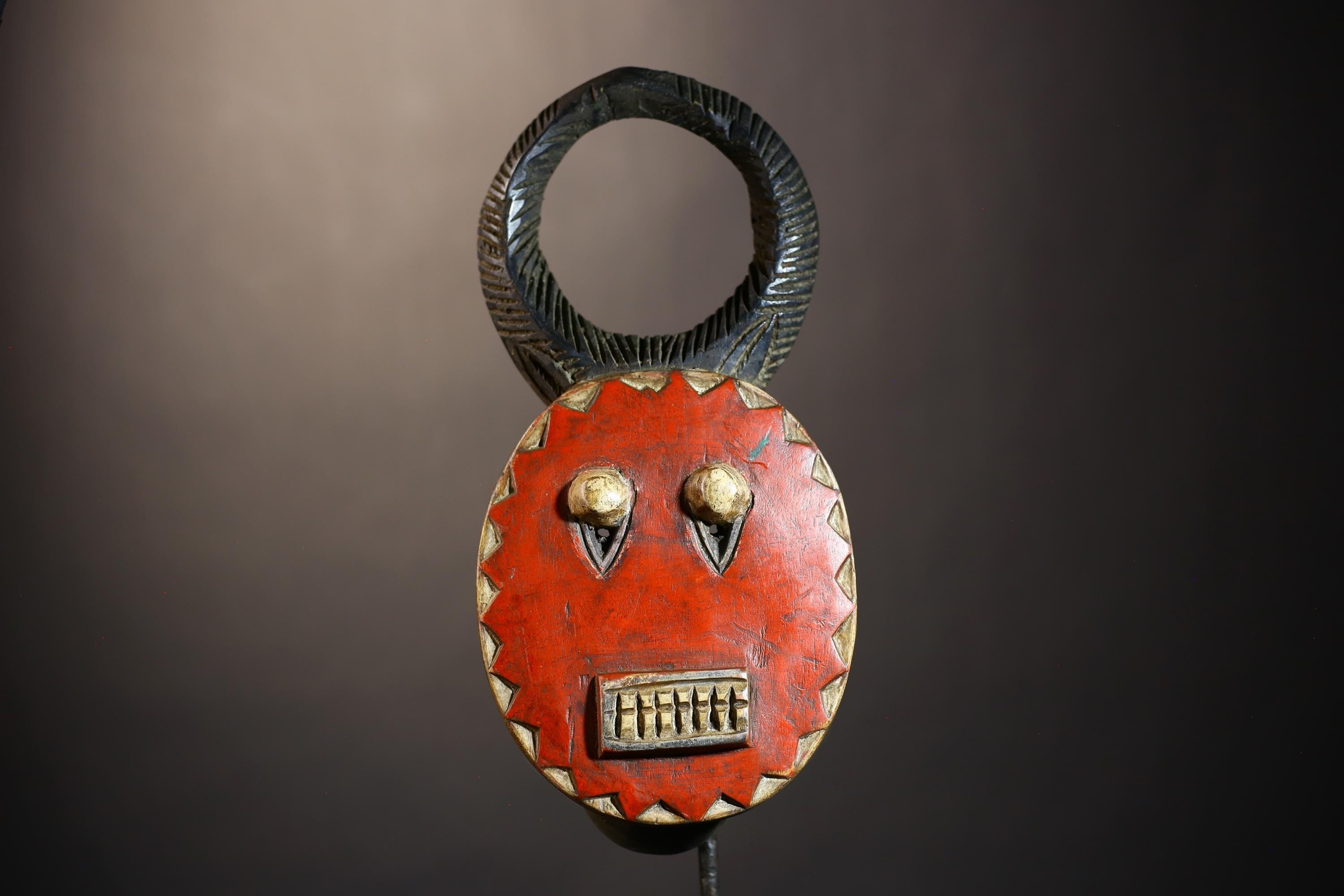 African Goli Red Mask | Handcrafted Wooden Tribal Art | Unique Wall Decor Accent | Ethnic Home Decoration | Authentic Artisan Craft-G4829